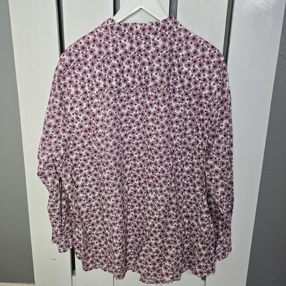 Catherines AOP Old Fashioned High Wheel Red Bicycle Women's Full Button Top 2X - Picture 3 of 7